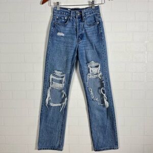 Aeropostale 90s baggy Light Blue Ripped Straight Leg Jeans